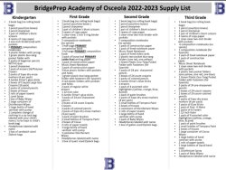 2022-2023 BridgePrep Academy of Osceola Supply List